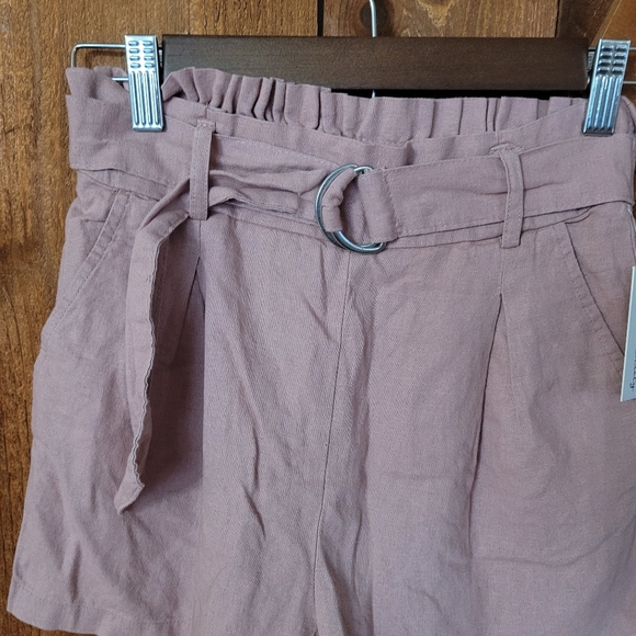 Streetwear Society Women's Size XS Mauve High-waisted Paperbag Shorts with Belt - Picture 4 of 7
